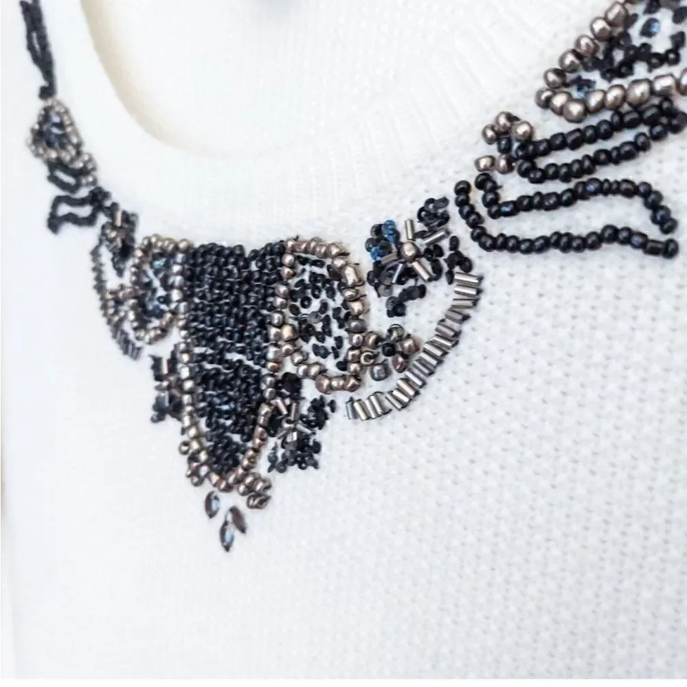 NICOLE Nicole Miller Embellished Beaded Sweater